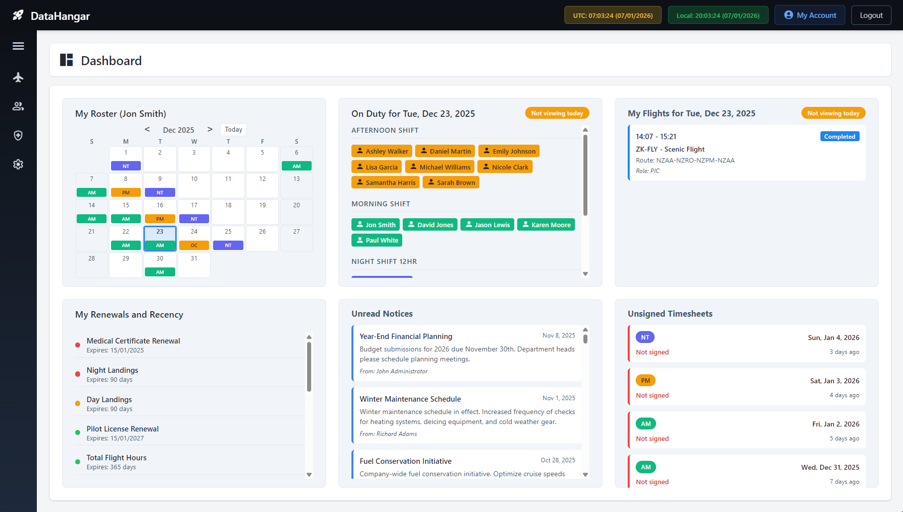 DataHangar Dashboard